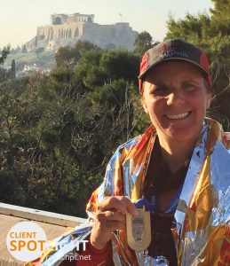 Julie was all smiles after finishing her 10th full marathon, but her road to Athens gold wasn't easy.
