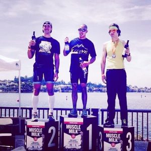 Kevin on the second place podium at OC Triathlon 2016.