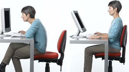 You may think the posture on the right has it perfectly correct—think again! Both of these positions can be “wrong” if they’re maintained for more than 15 to 20 minutes at a time.